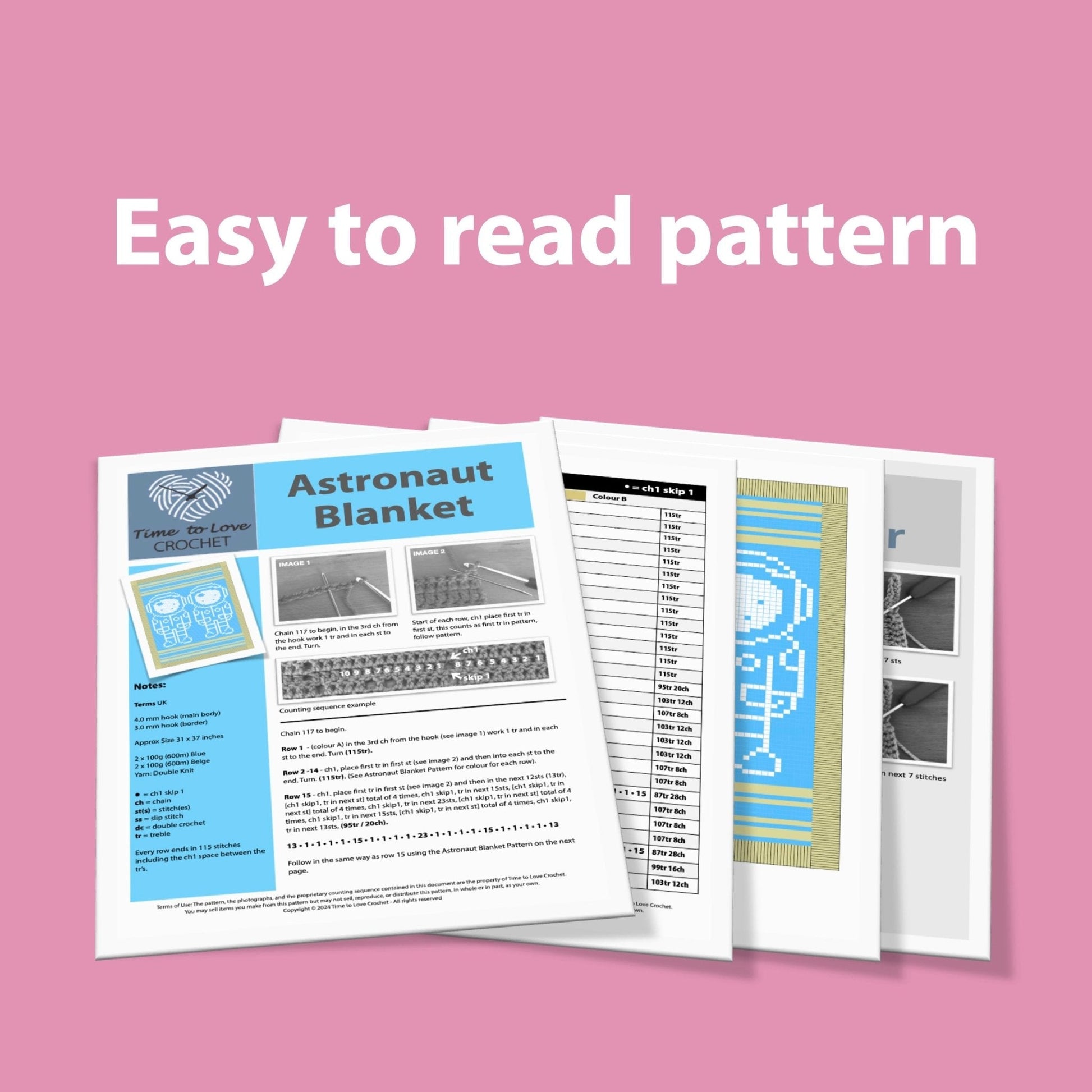 Astronaut Blanket Crochet Pattern - Time to Love Crochet