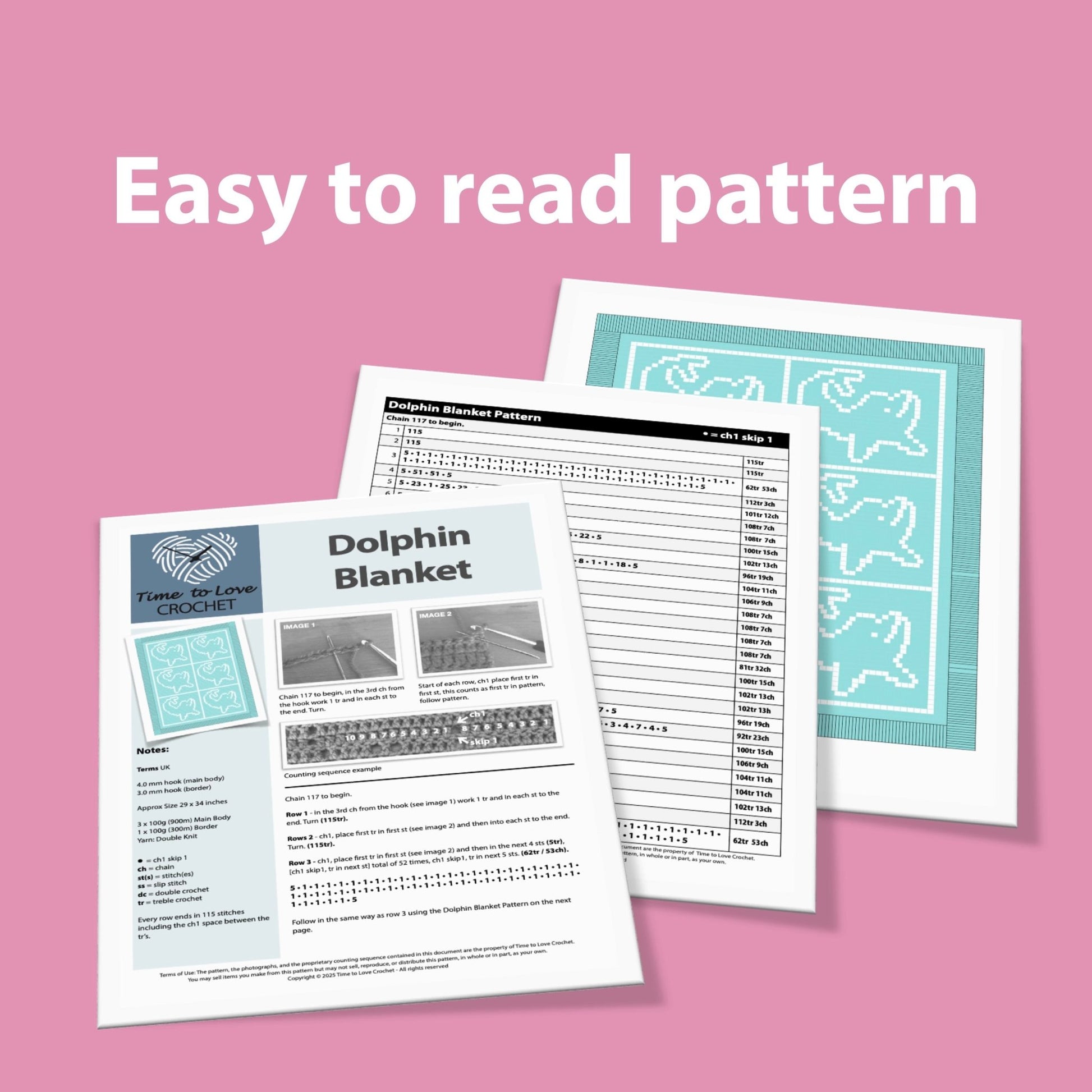 Dolphin Blanket Crochet Pattern - Time to Love Crochet