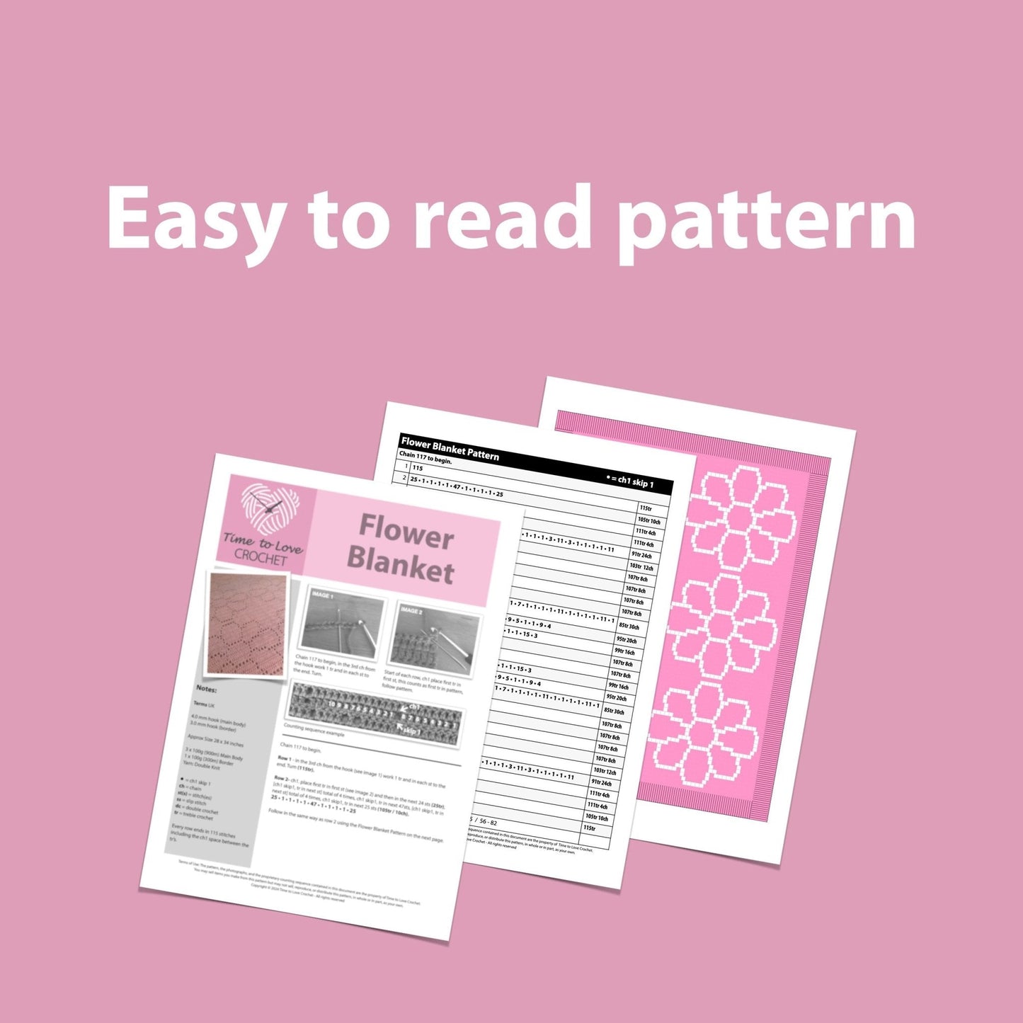 Flower Blanket Crochet Pattern - Time to Love Crochet