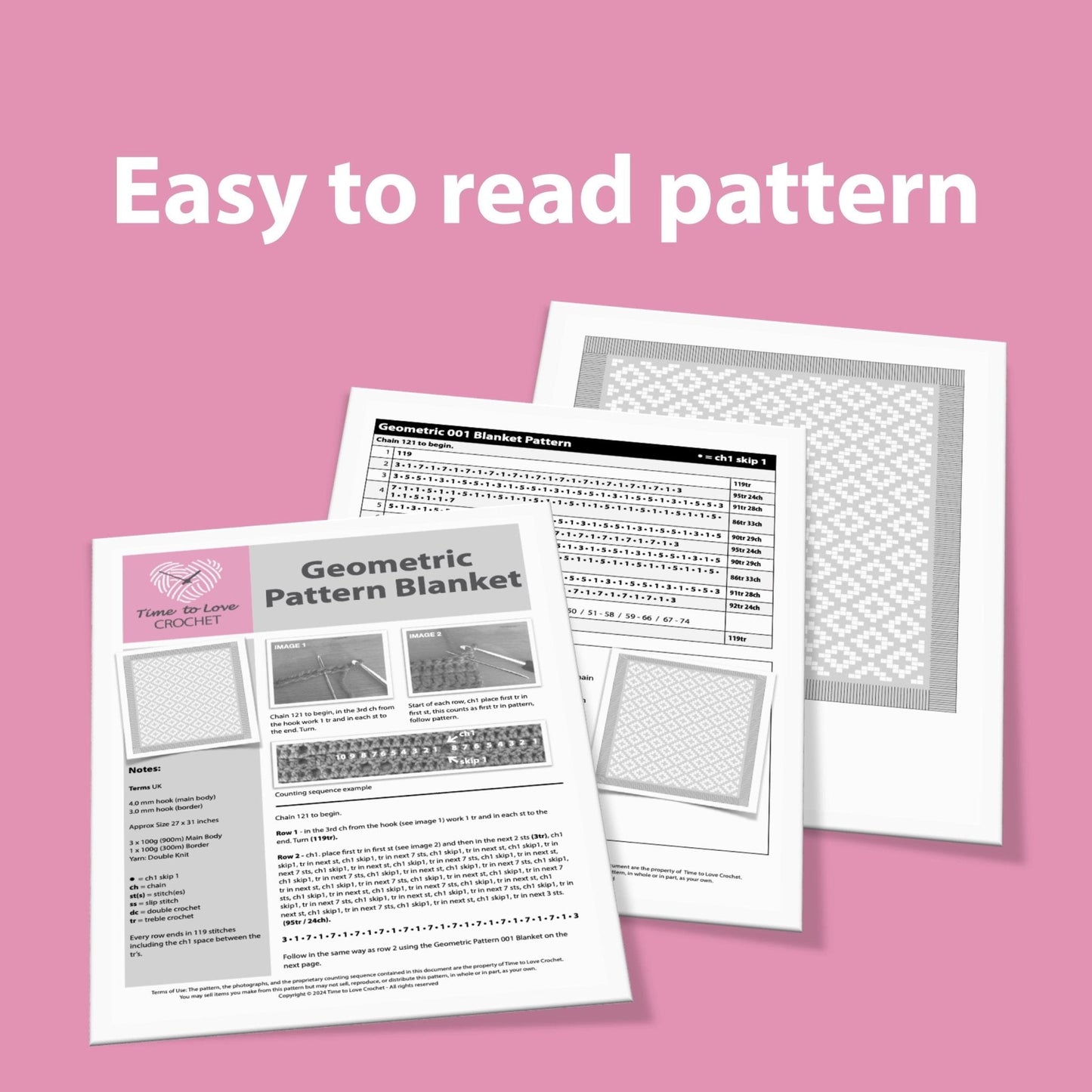 Geometric 001 Blanket Crochet Pattern - Time to Love Crochet