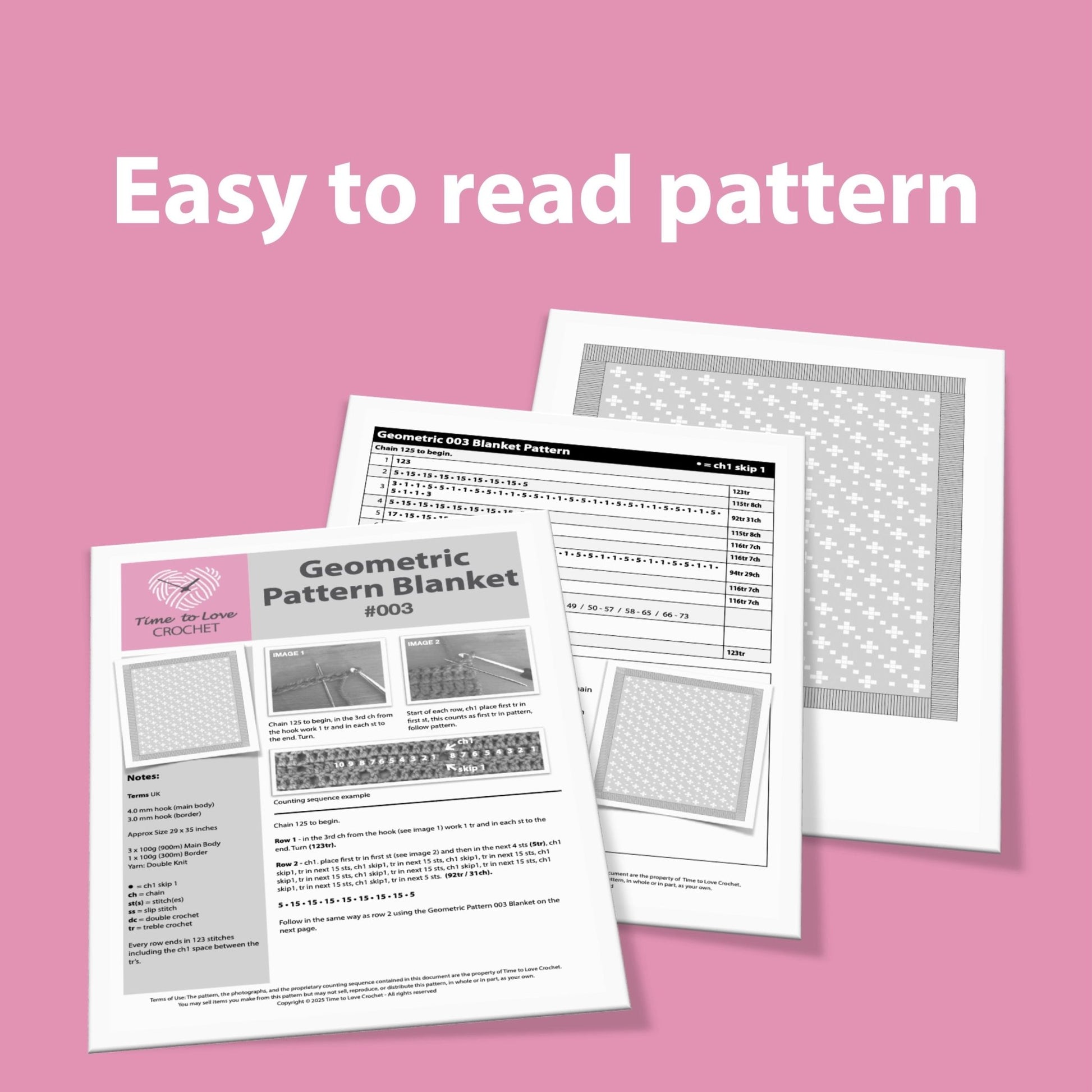 Geometric 003 Blanket Crochet Pattern - Time to Love Crochet