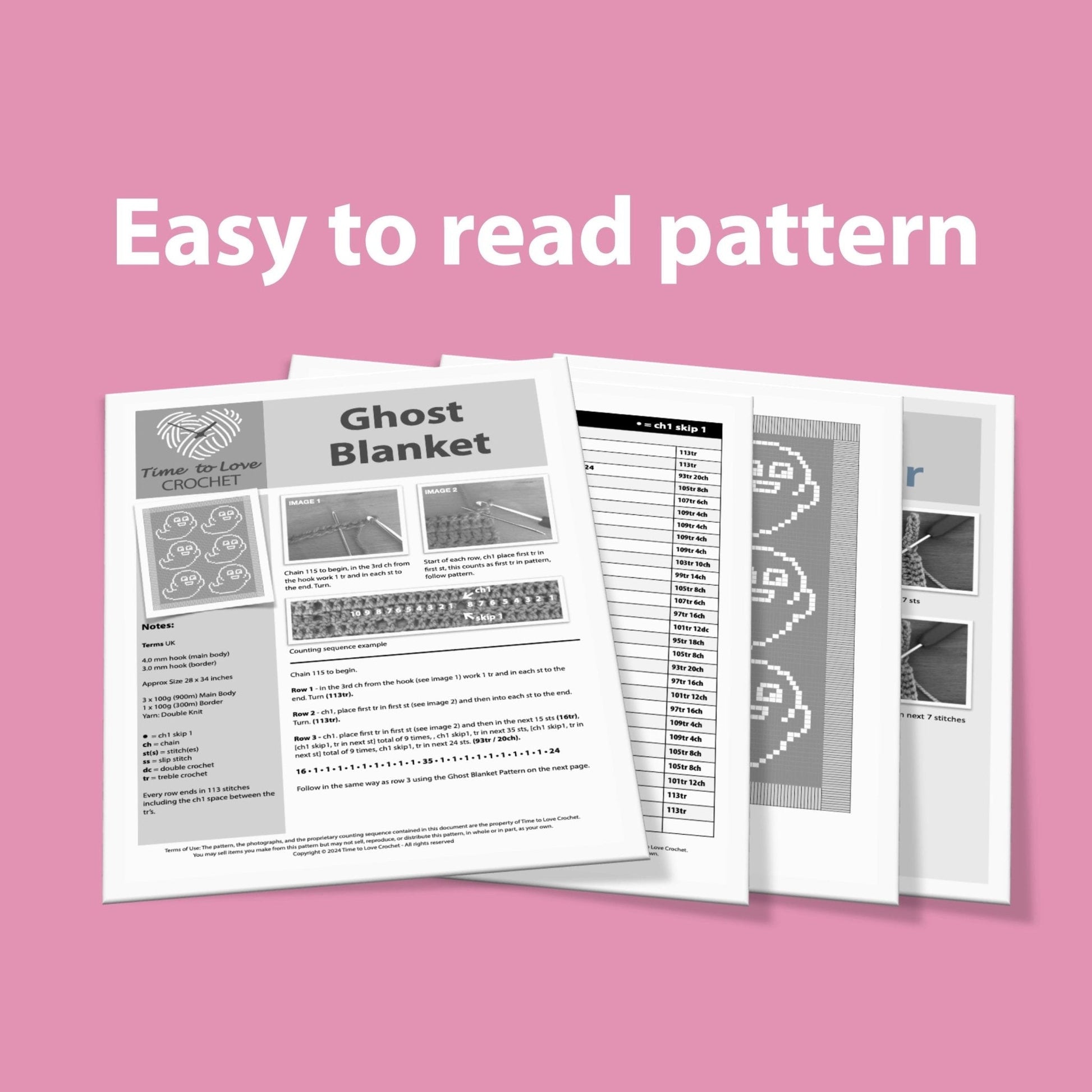 Ghost Blanket Crochet Pattern - Time to Love Crochet