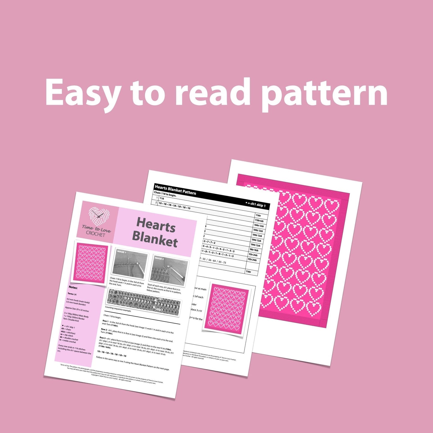 Heart Blanket Crochet Pattern - Time to Love Crochet