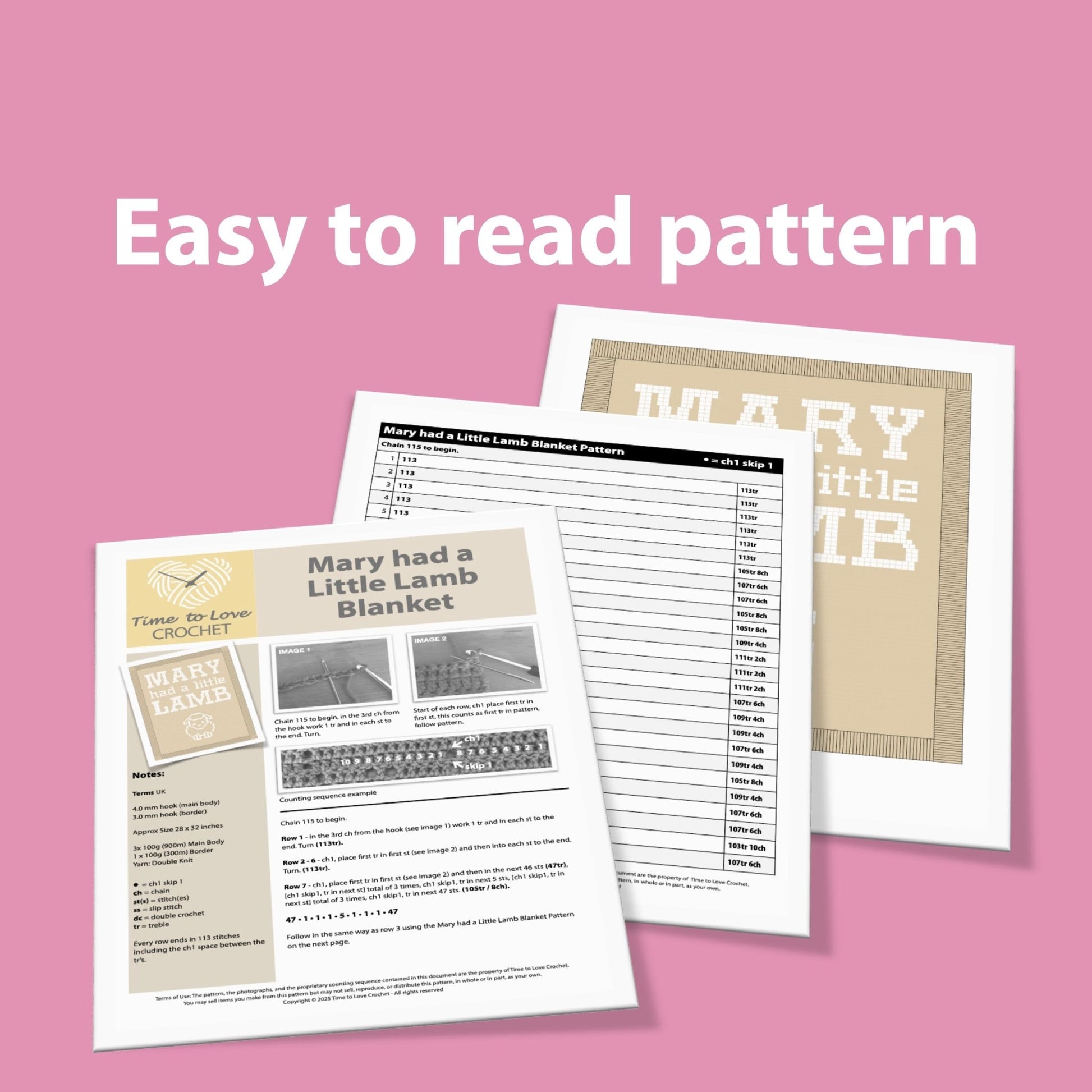 Mary Had A Little Lamb Crochet Blanket Pattern - Time to Love Crochet