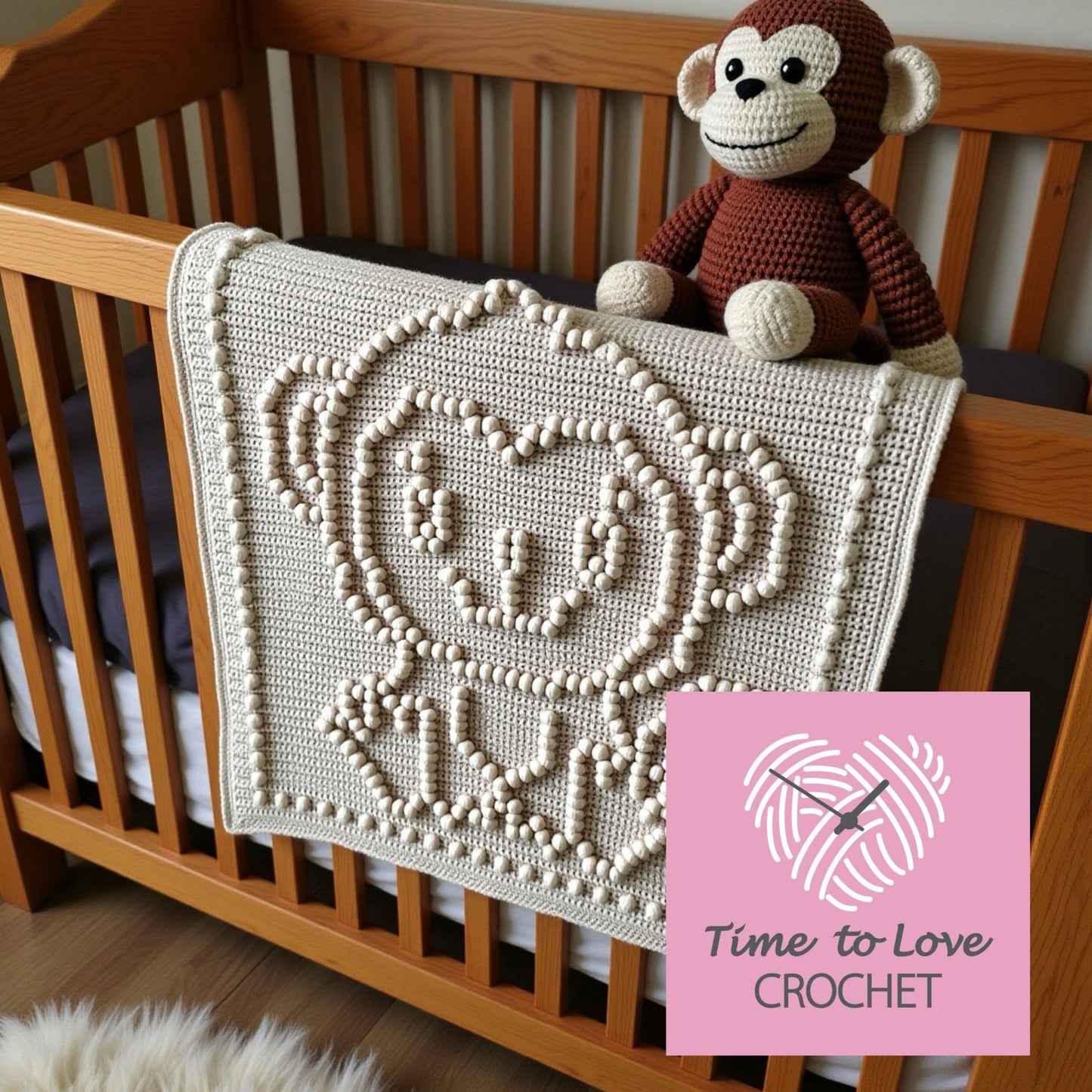 Mia Monkey Bobble Blanket Crochet Pattern - Time to Love Crochet