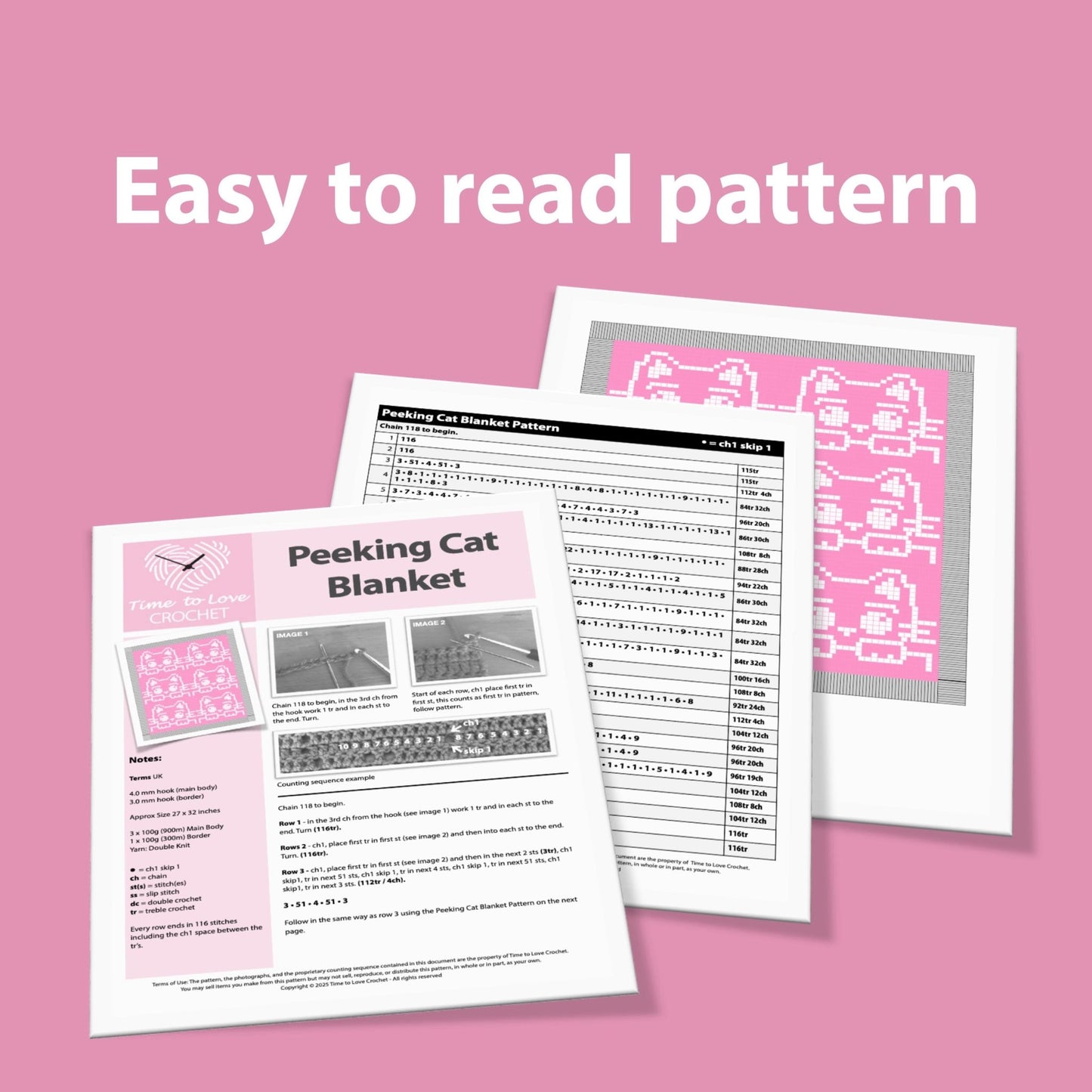 Peeking Cat Blanket Crochet Pattern - Time to Love Crochet