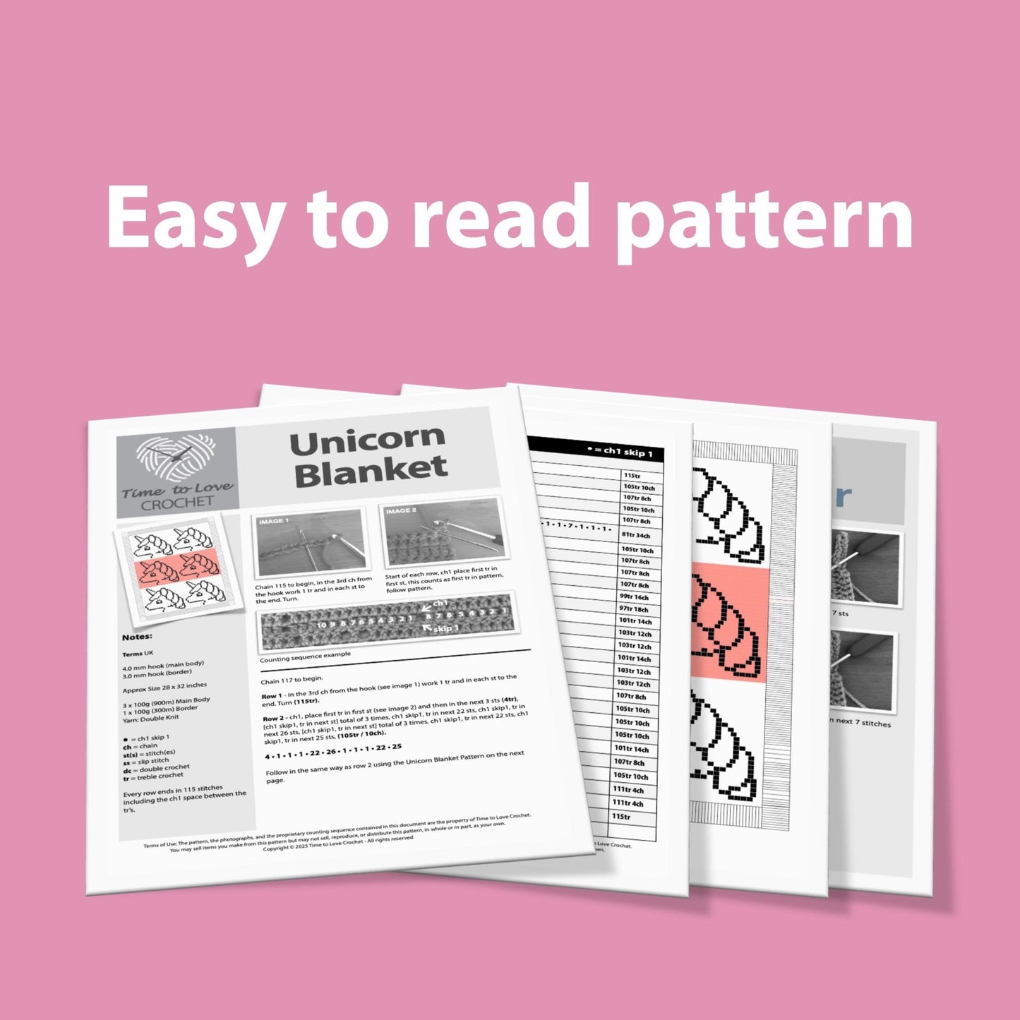 Unicorn Blanket Crochet Pattern - Time to Love Crochet