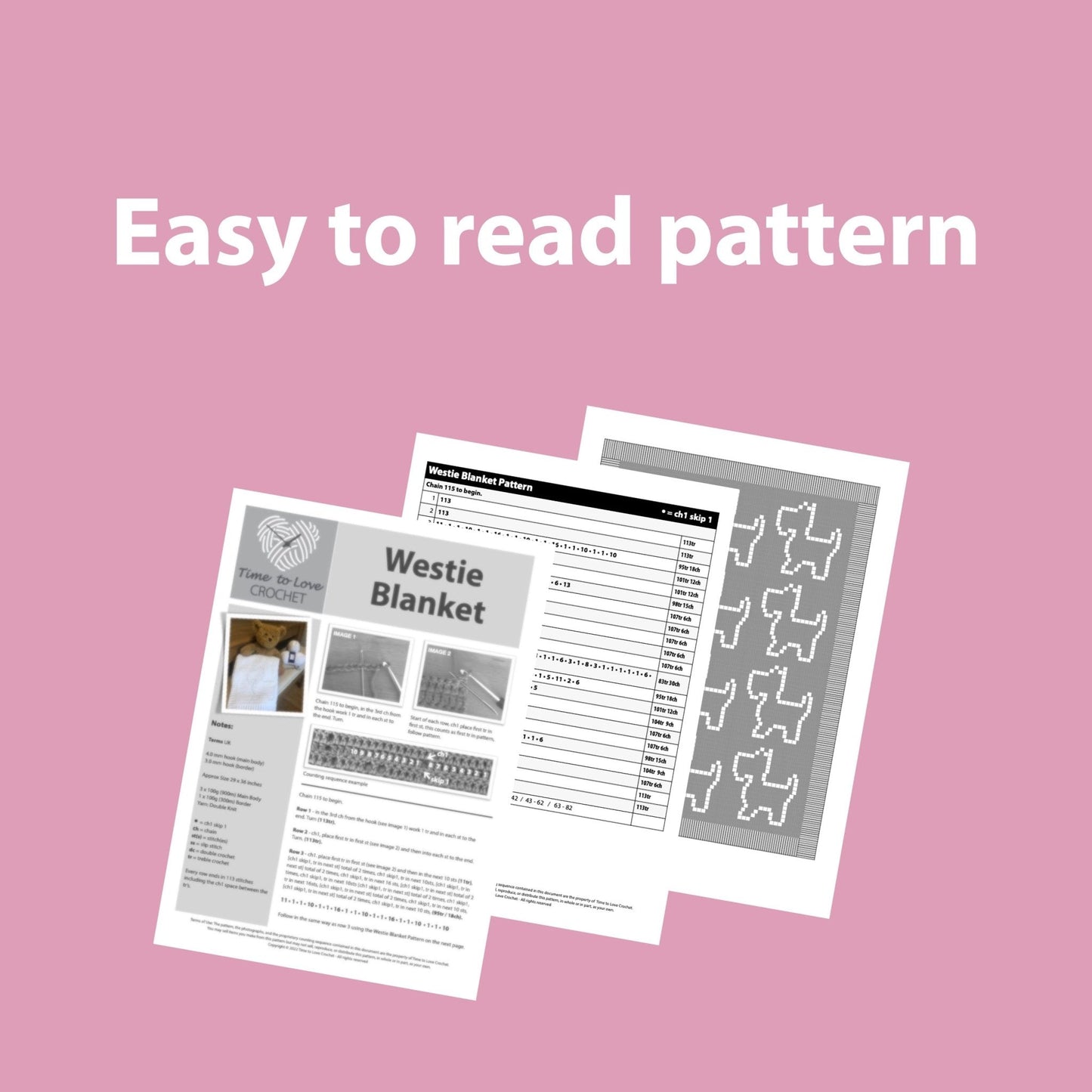 Westie Blanket Crochet Pattern - Time to Love Crochet