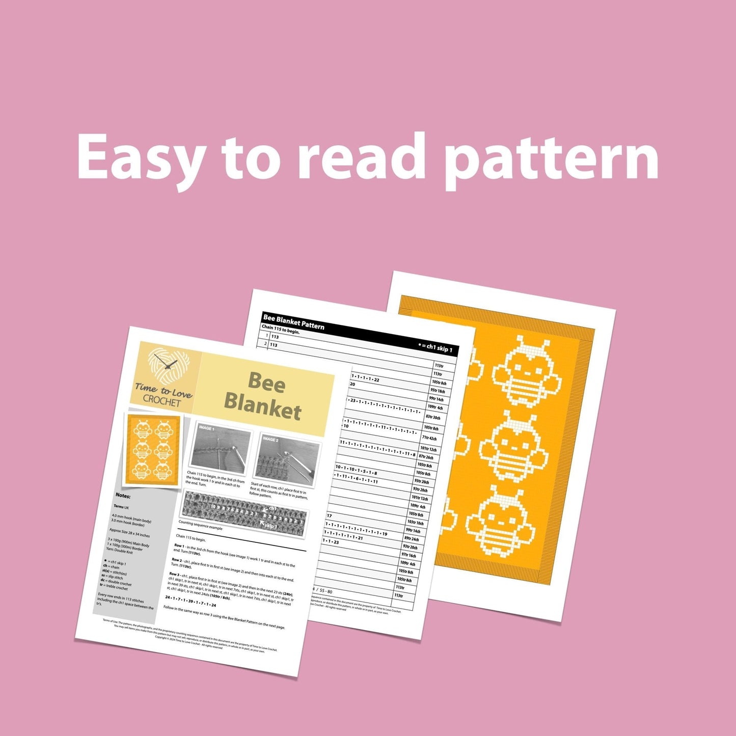 Bee Blanket Crochet Pattern - Time to Love Crochet