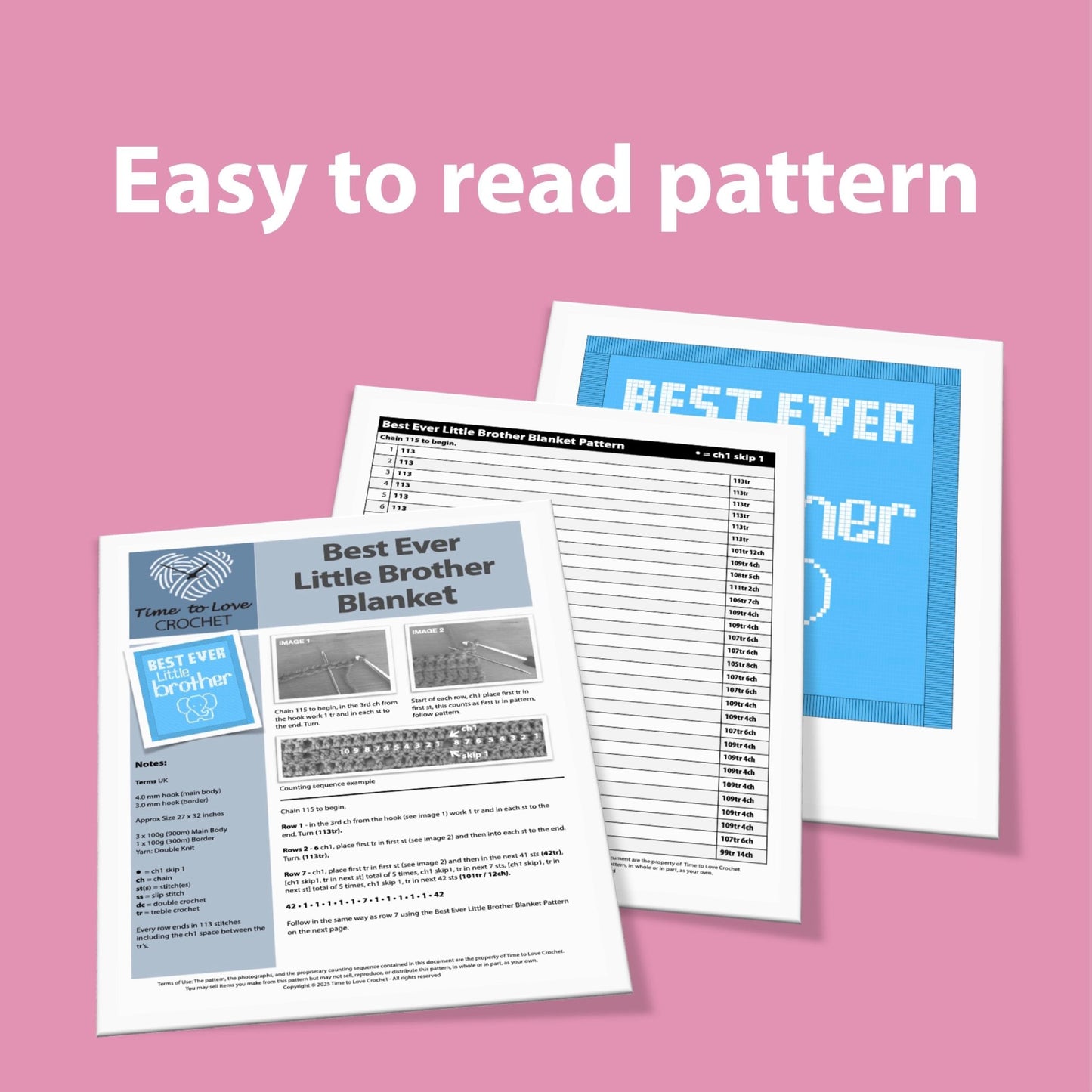 Best Ever Little Brother Blanket Crochet Pattern - Time to Love Crochet