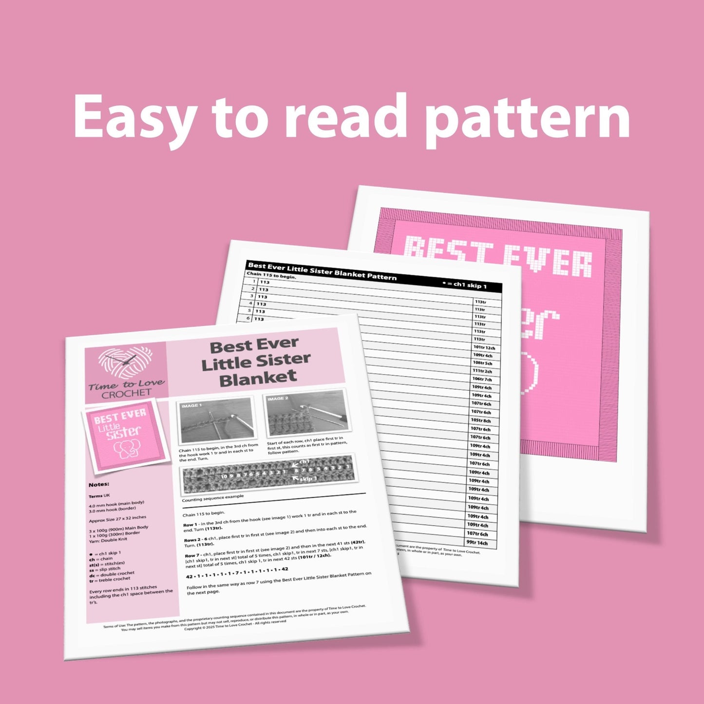 Best Ever Little Sister Blanket Crochet Pattern - Time to Love Crochet