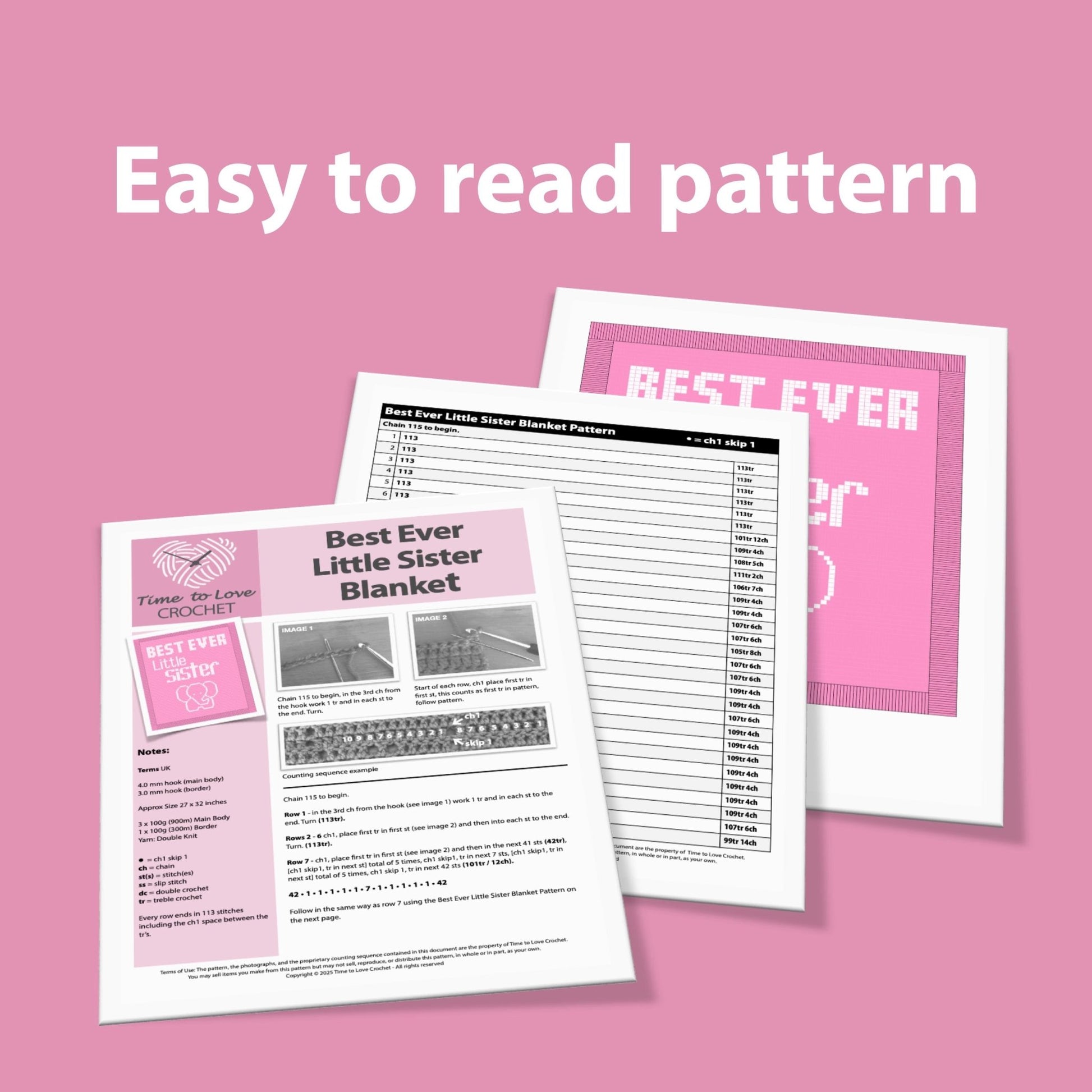 Best Ever Little Sister Blanket Crochet Pattern - Time to Love Crochet