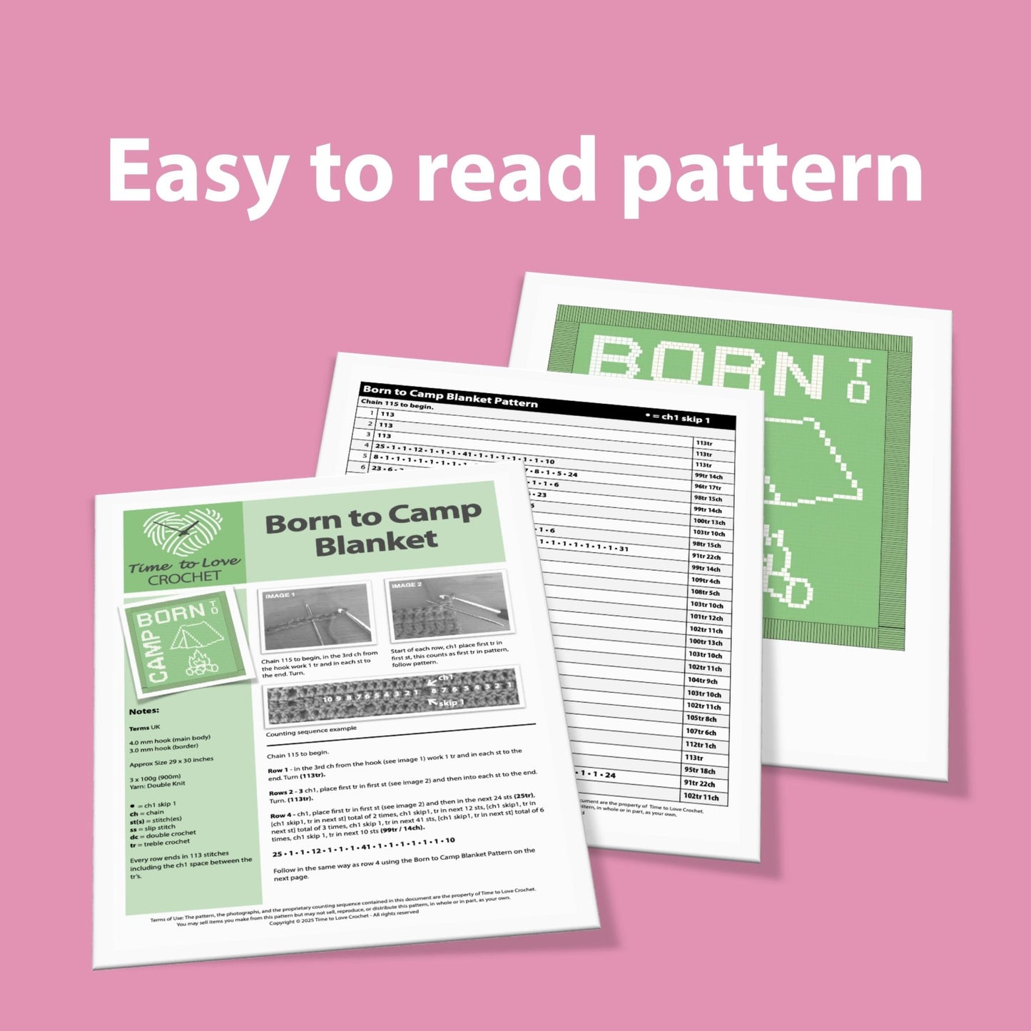 Born to Camp Crochet Blanket Pattern - Time to Love Crochet