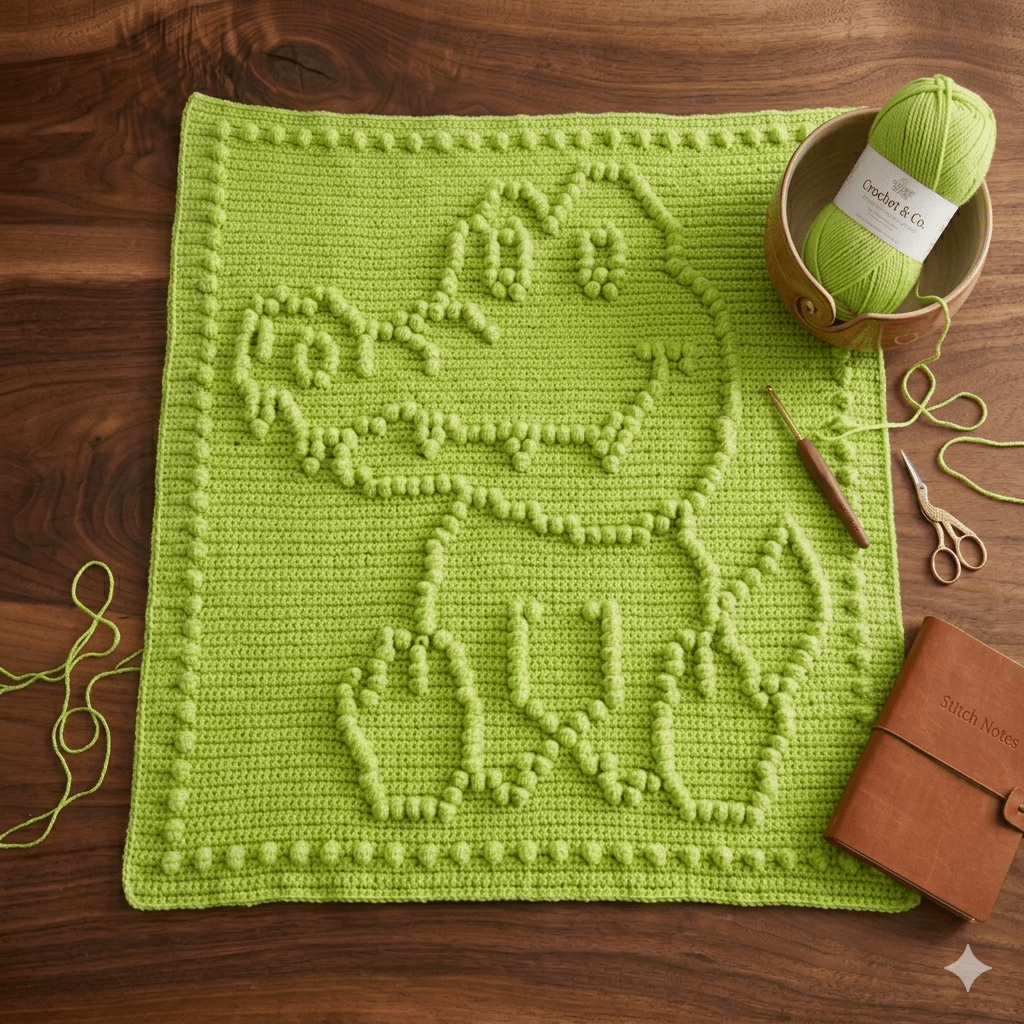 Charlie Crocodile Bobble Crochet Blanket Pattern - Time to Love Crochet