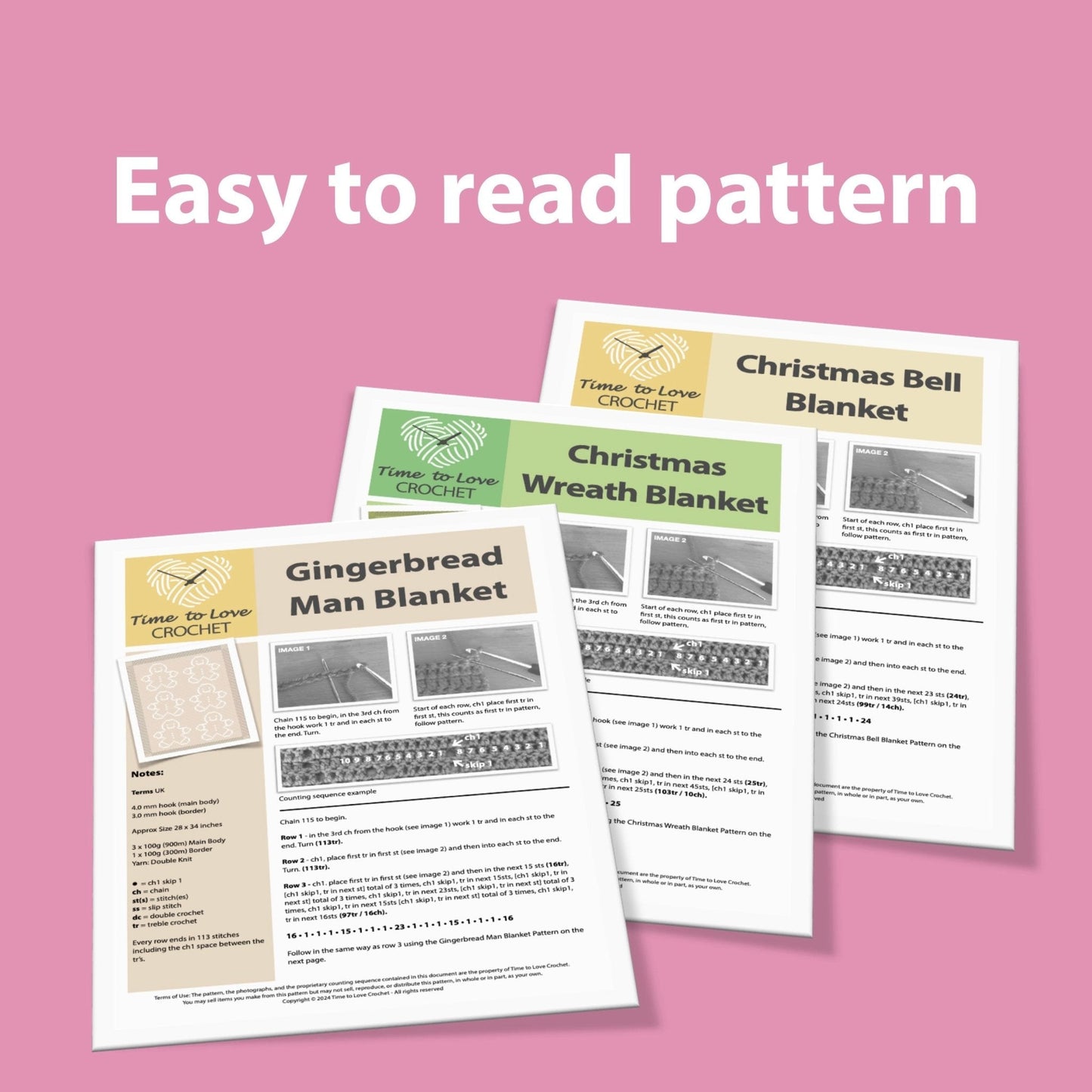 Christmas Bundle Crochet Blanket Patterns - 3 Patterns - Time to Love Crochet