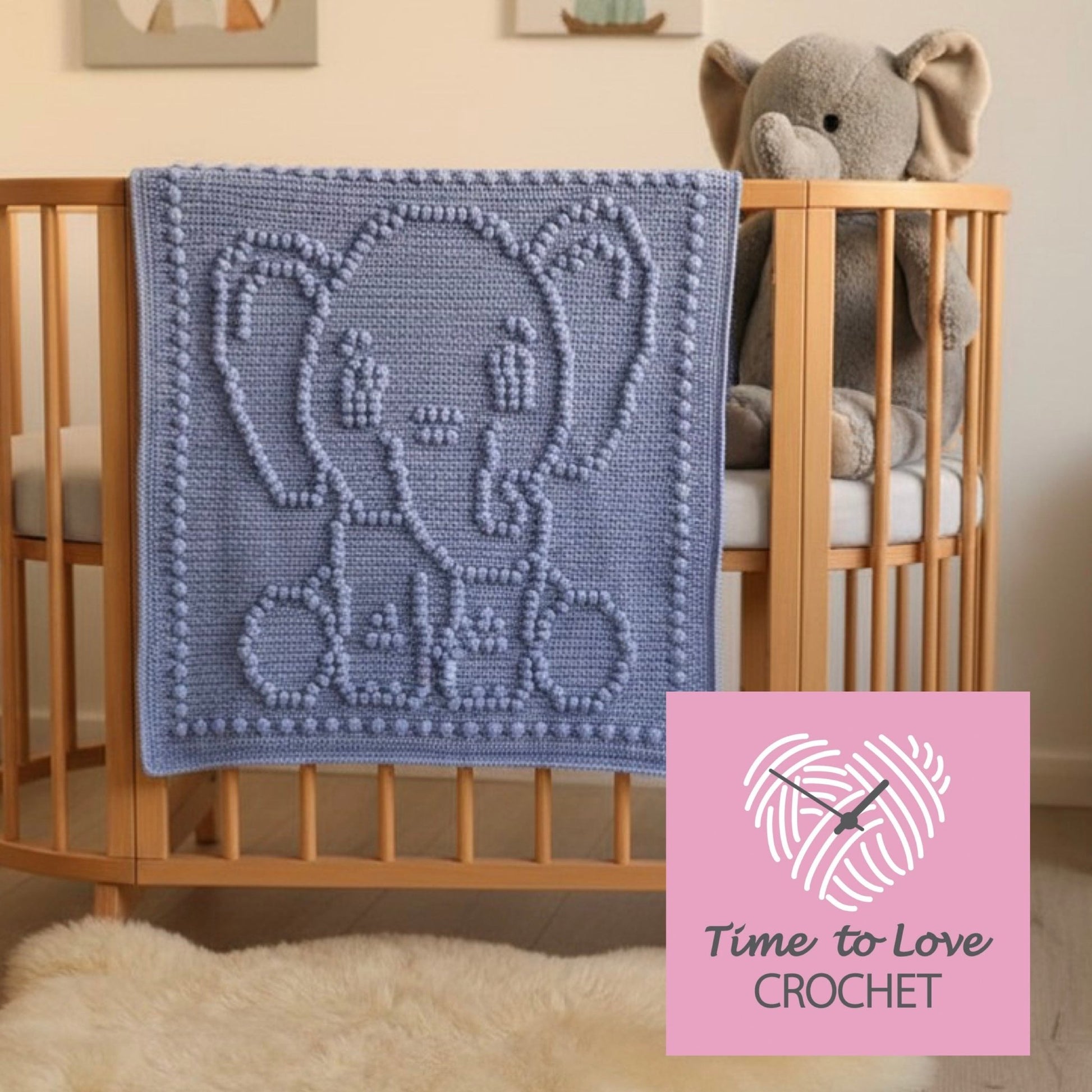 Ed Elephant Bobble Blanket Crochet Pattern - Time to Love Crochet