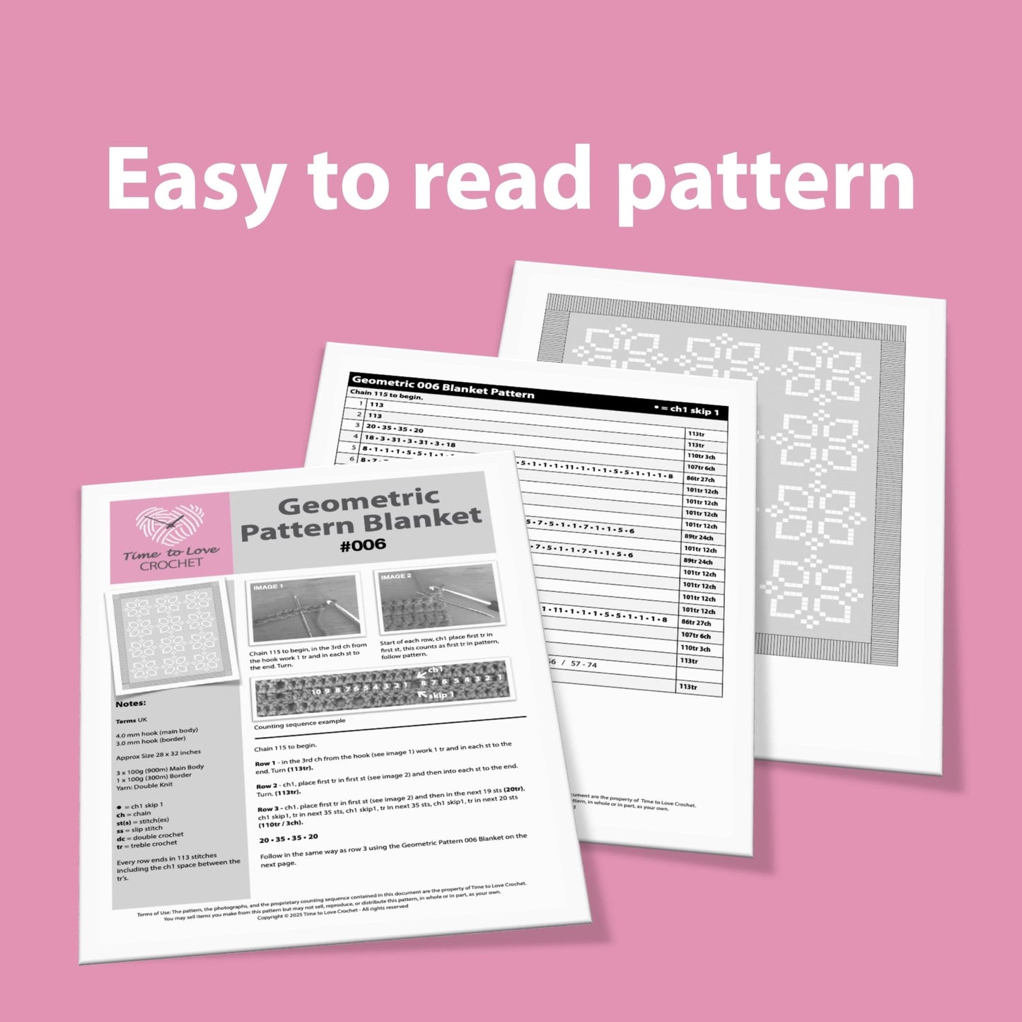 Geometric 006 Crochet Blanket Pattern - Time to Love Crochet