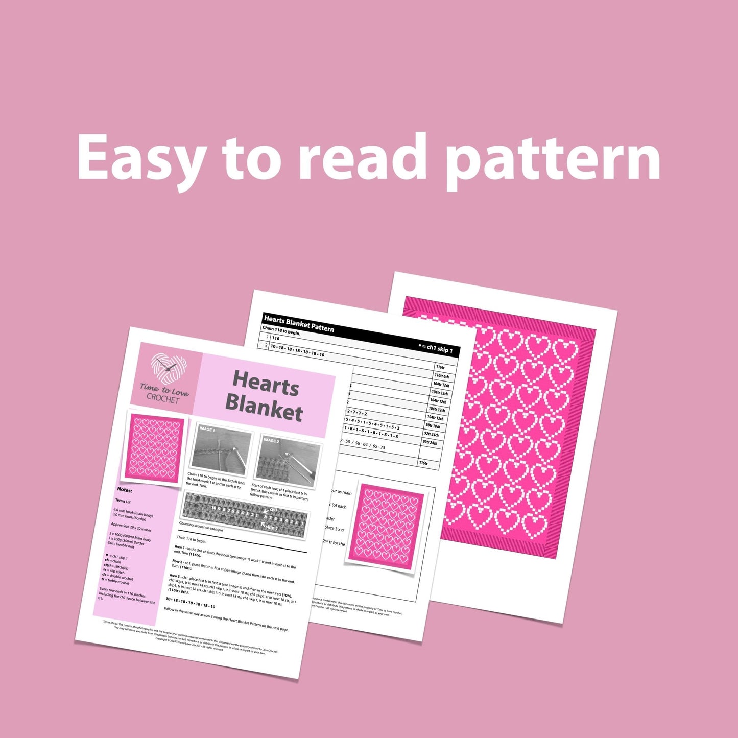 Heart Blanket Crochet Pattern - Time to Love Crochet