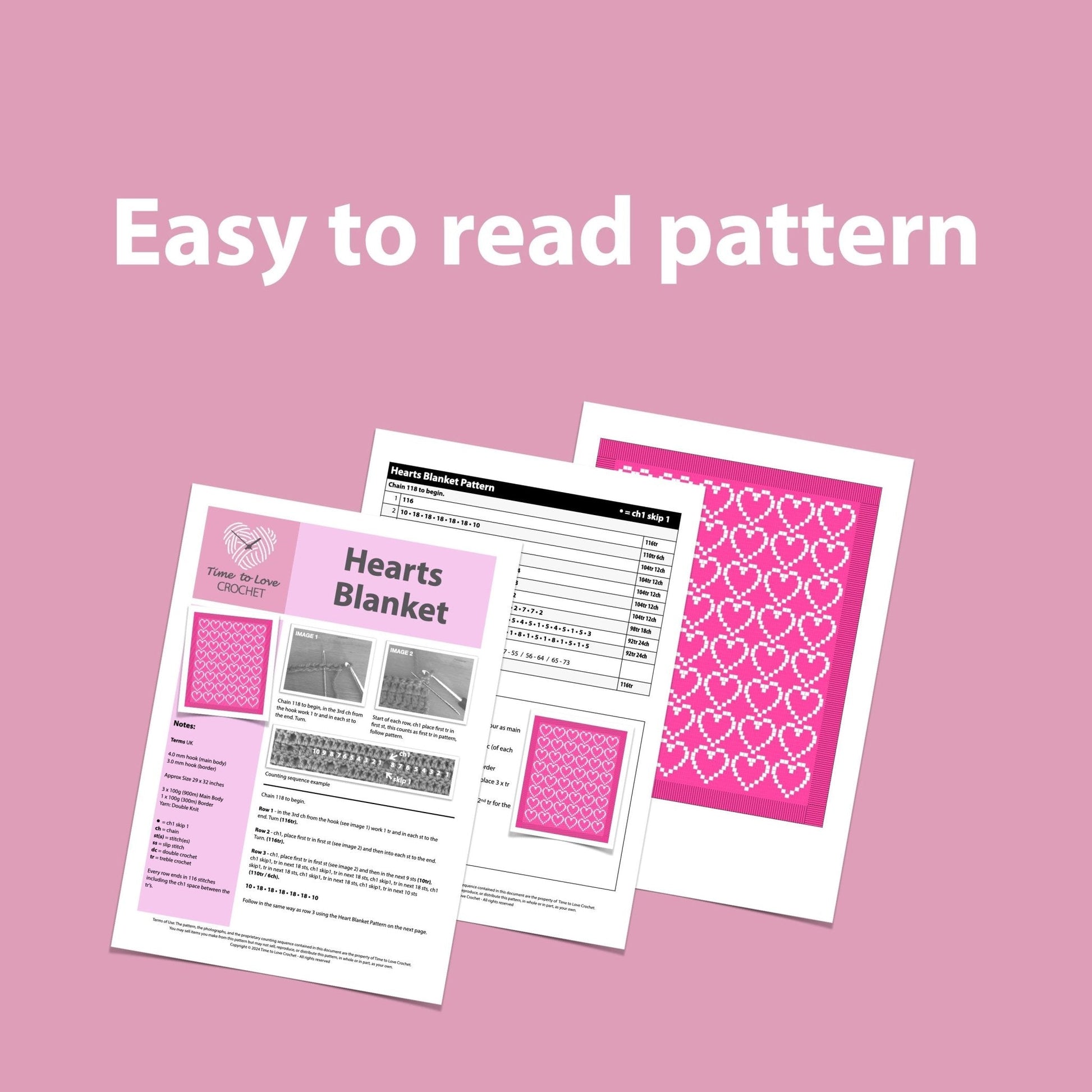Heart Blanket Crochet Pattern - Time to Love Crochet