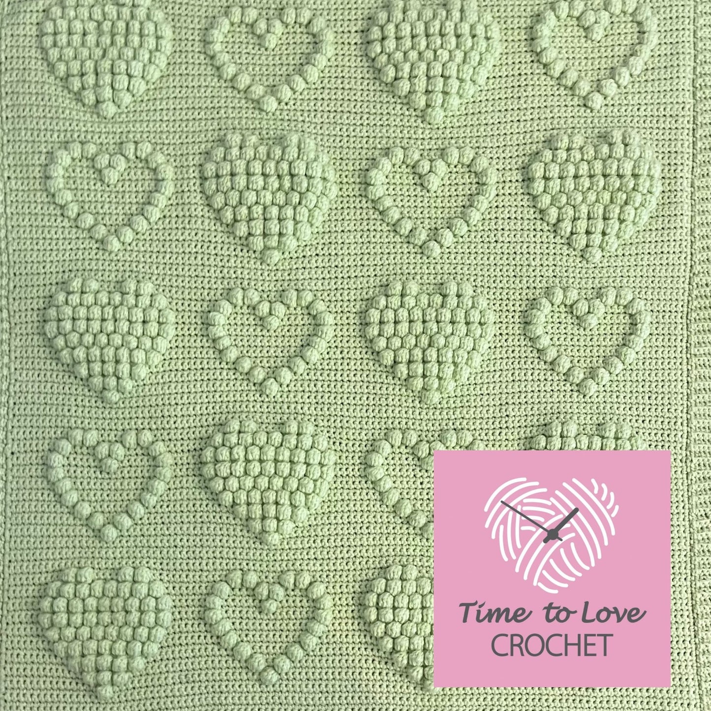 Hearts Bobble Crochet Blanket Pattern - Time to Love Crochet