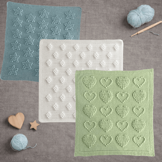 Hearts, Stars and Diamonds Bobble Blanket Pattern Bundle - Time to Love Crochet