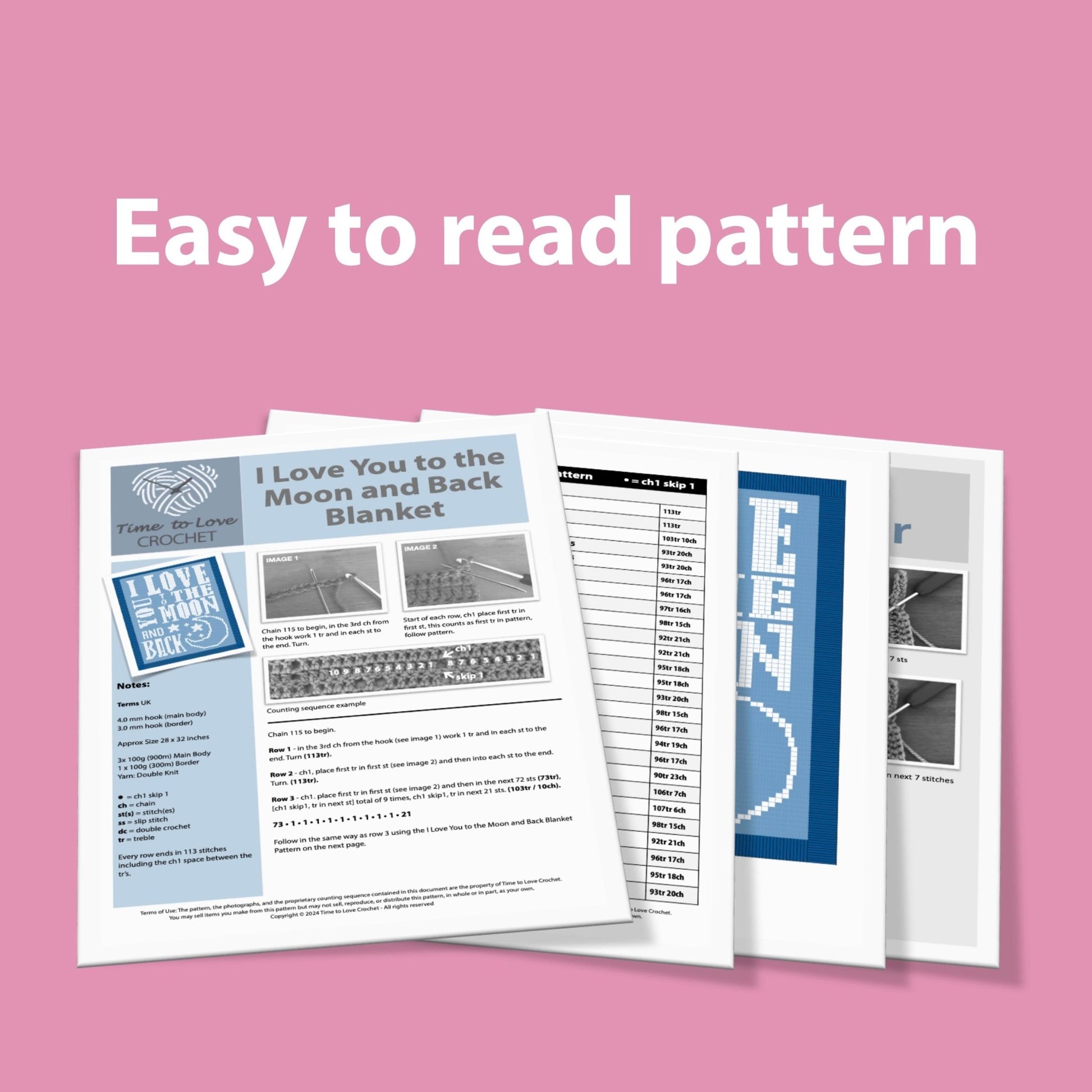 I Love You to the Moon and Back Crochet Pattern - Time to Love Crochet