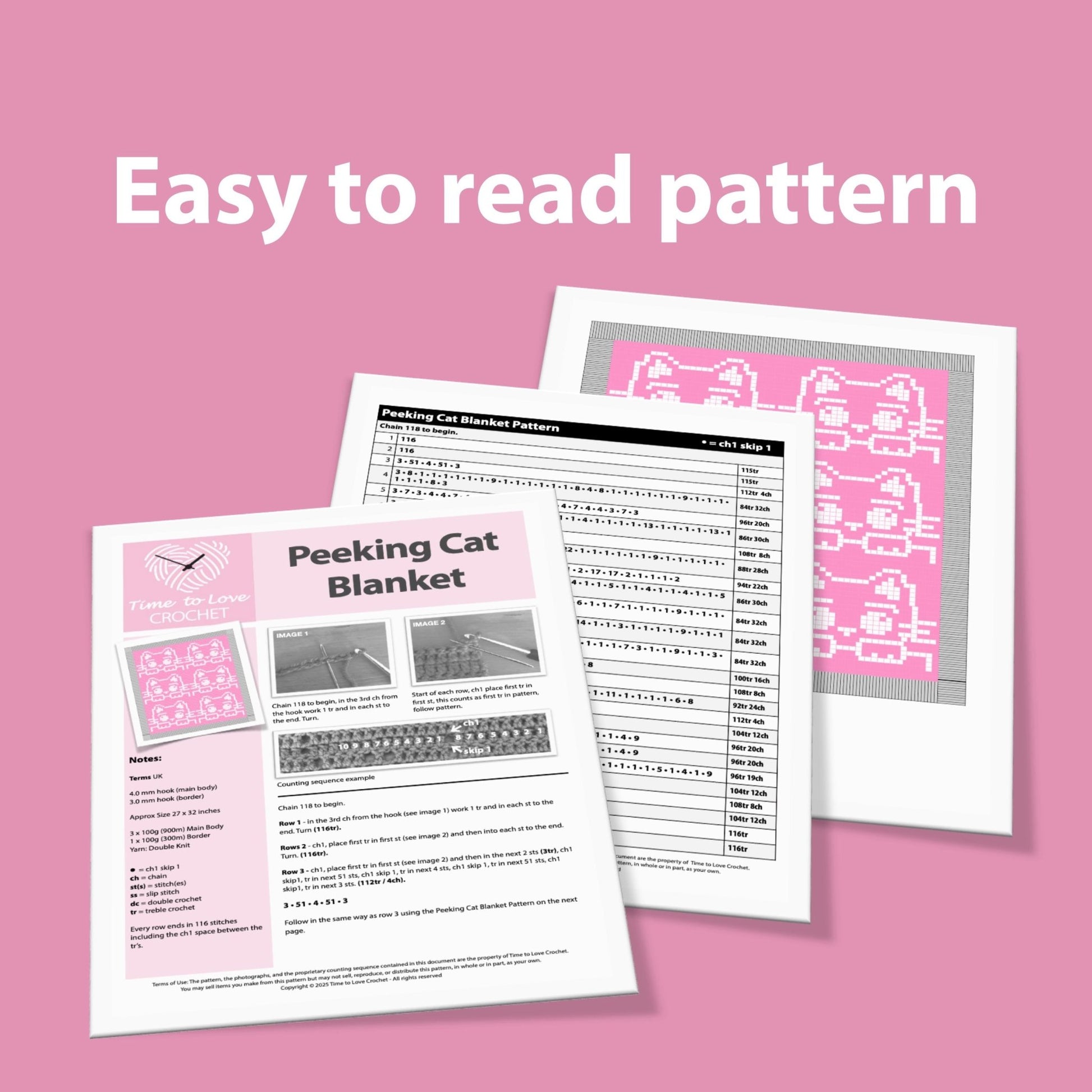 Peeking Cat Blanket Crochet Pattern - Time to Love Crochet