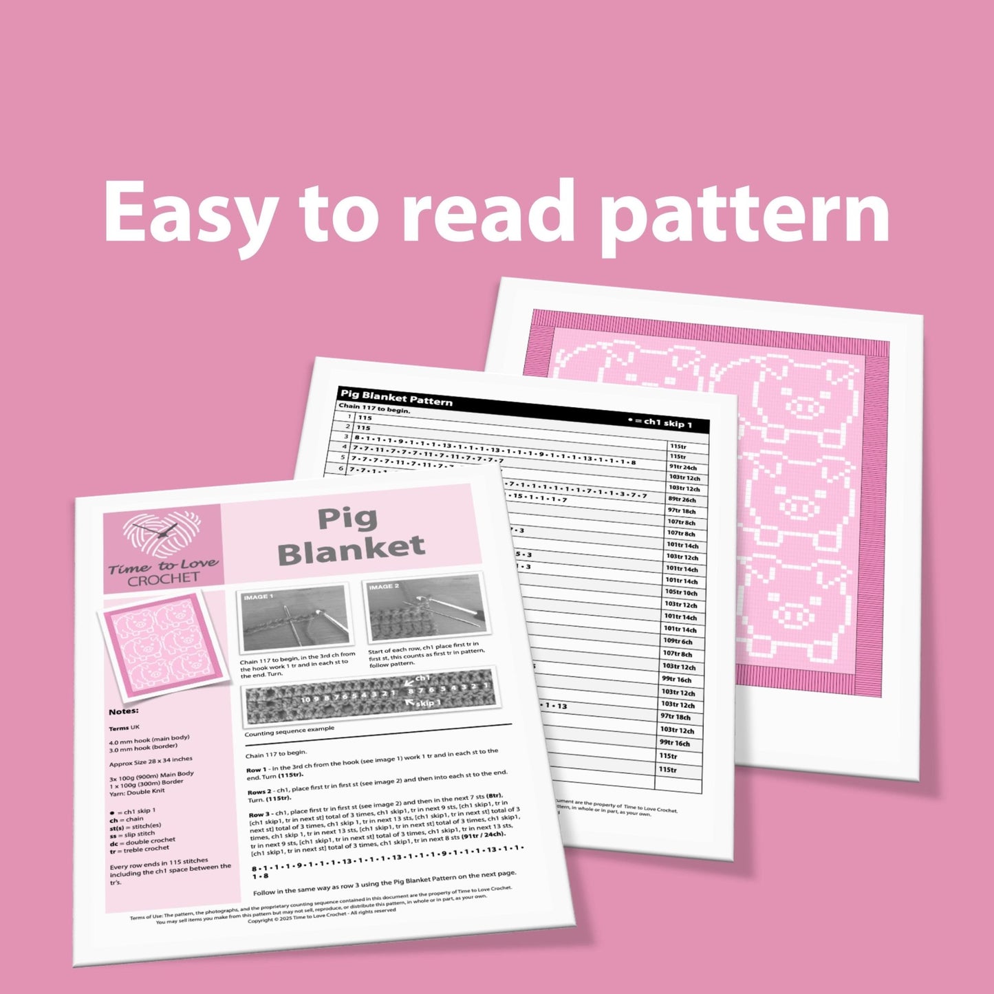 Pig Crochet Blanket Pattern - Time to Love Crochet
