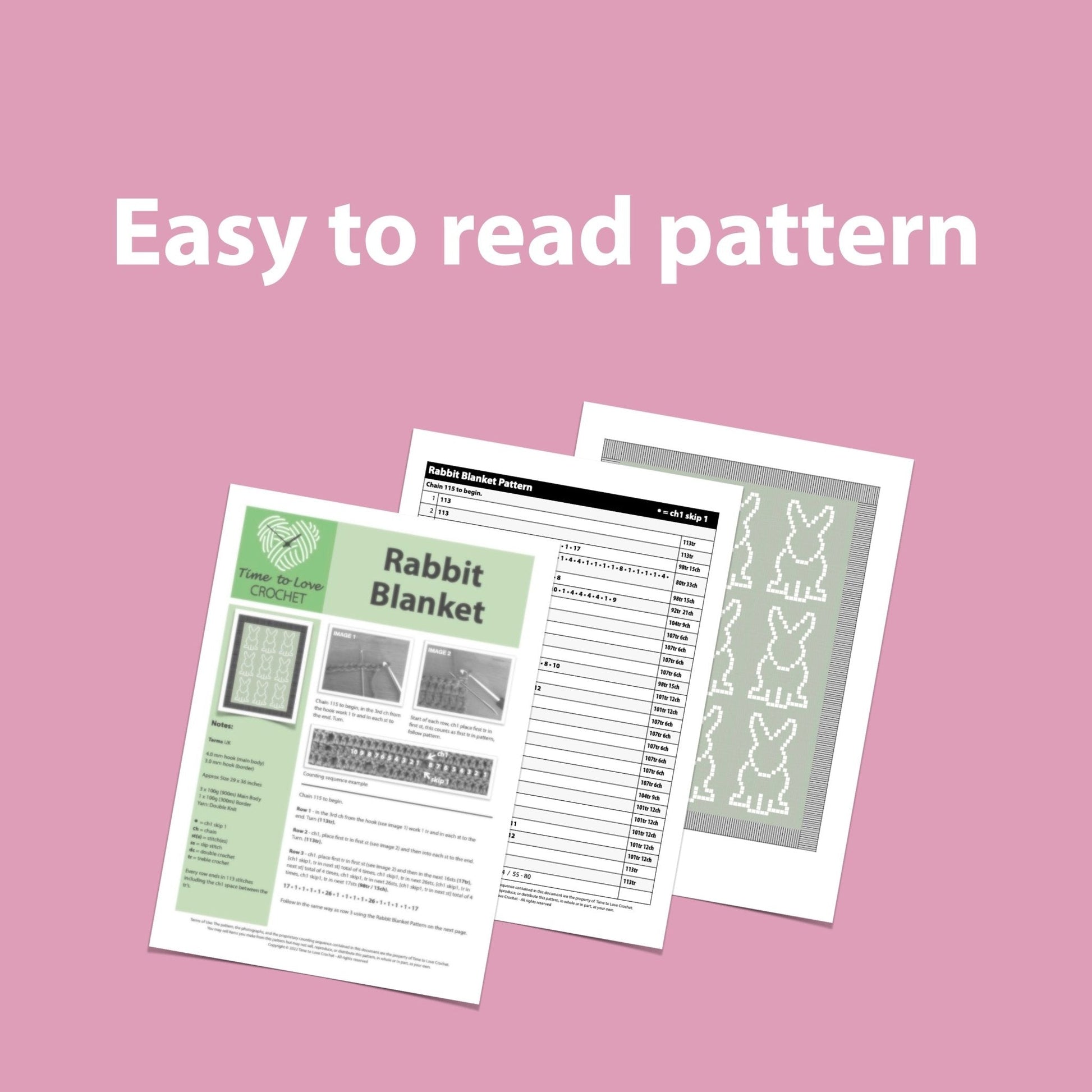 Rabbit Blanket Crochet Pattern - Time to Love Crochet