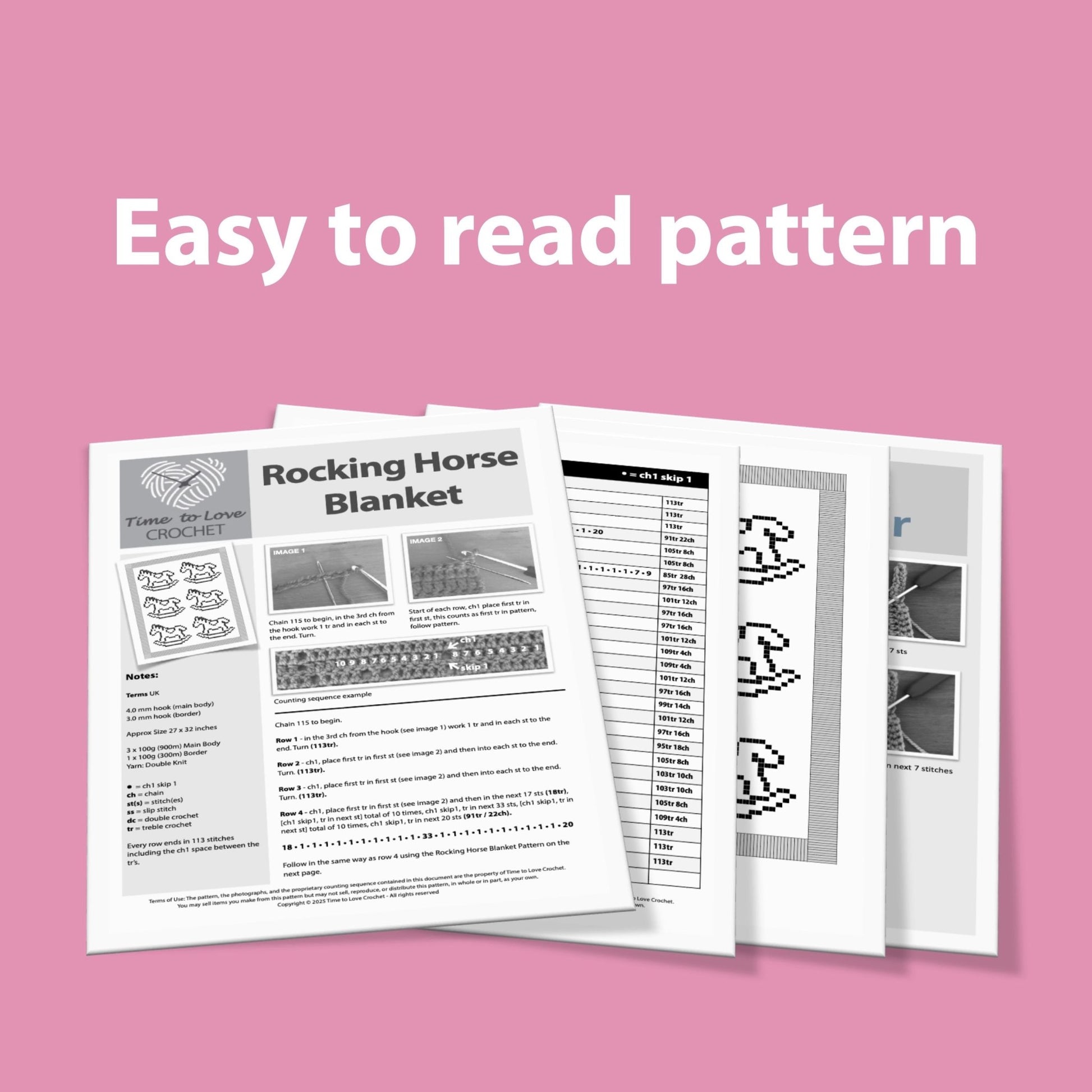 Rocking Horse Blanket Crochet Pattern - Time to Love Crochet