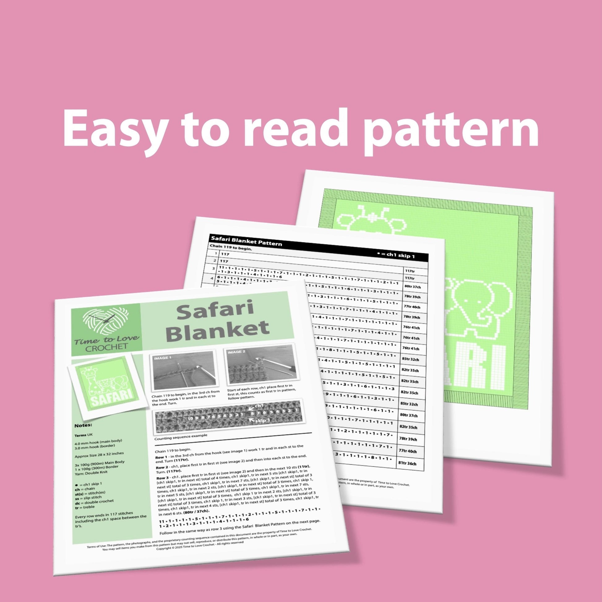 Safari Blanket Crochet Pattern - Time to Love Crochet