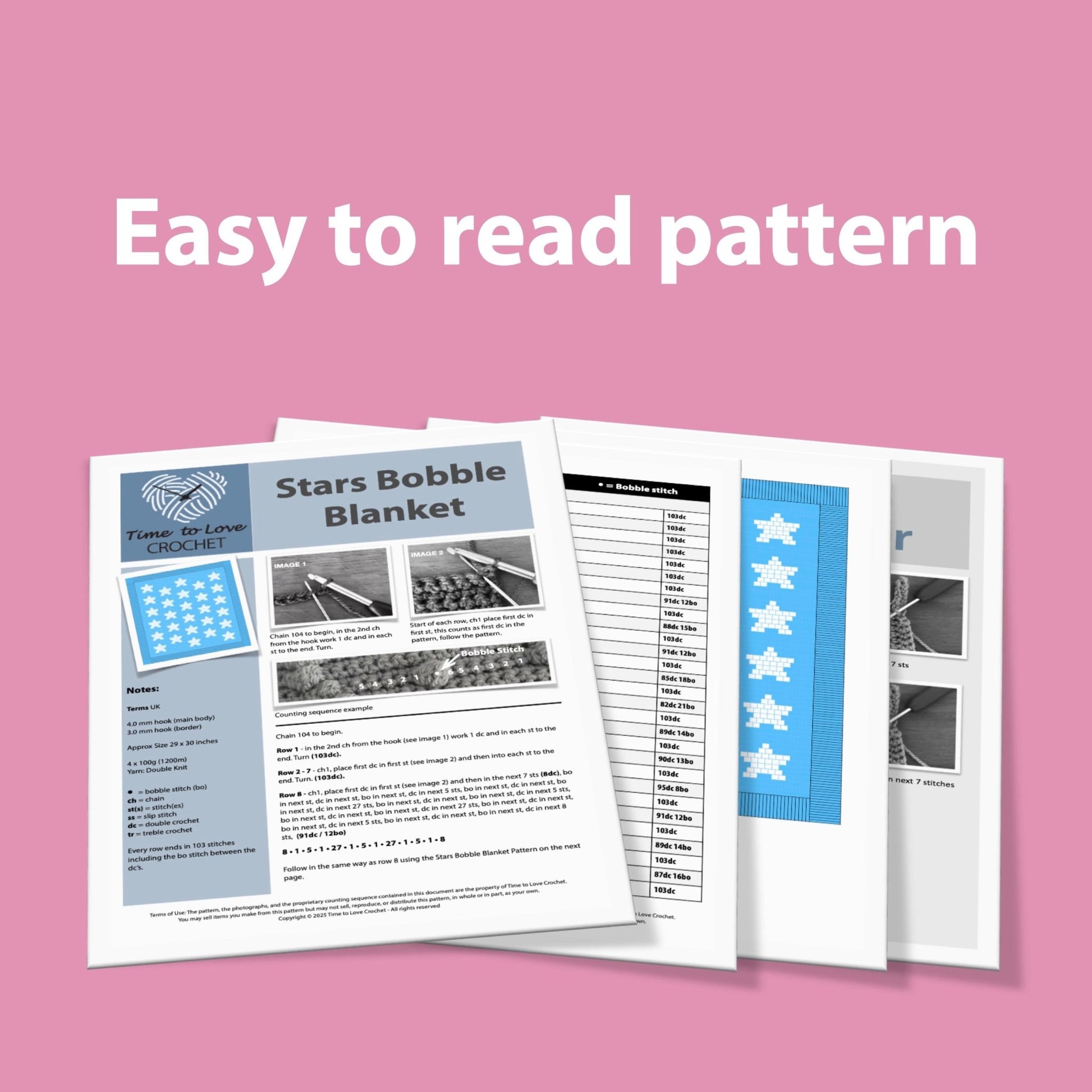 Star Bobble Crochet Blanket Pattern - Time to Love Crochet