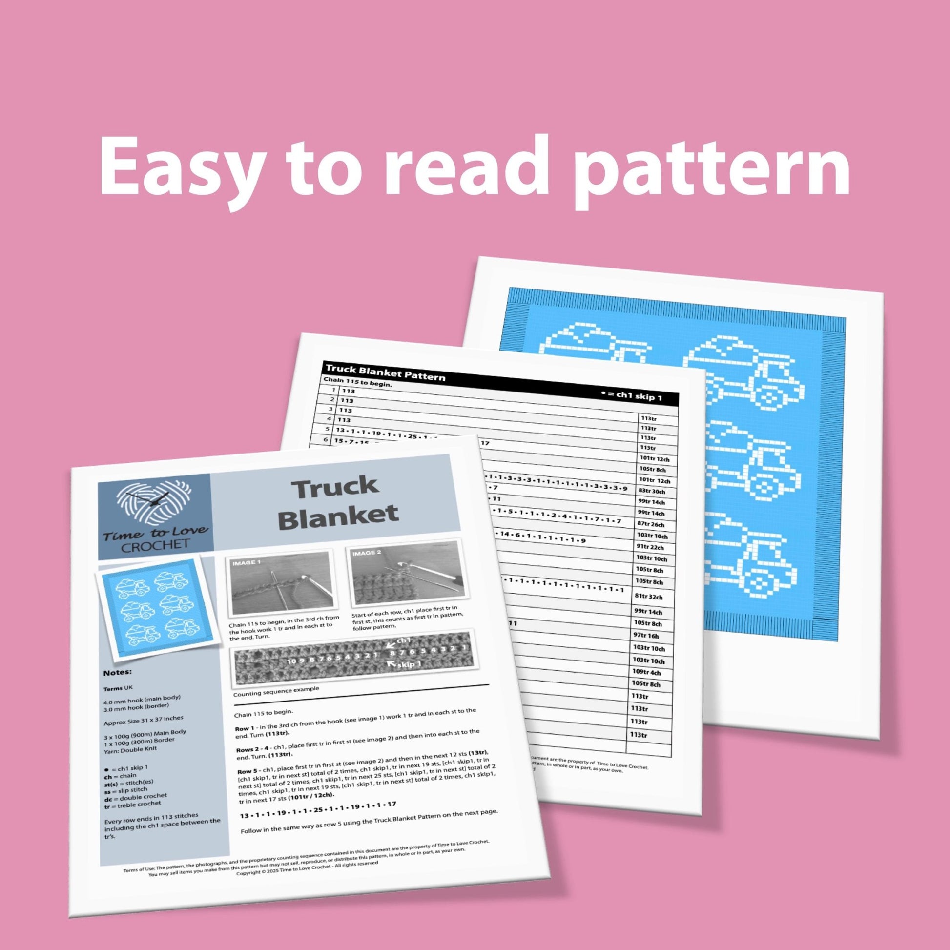 Truck Blanket Crochet Pattern - Time to Love Crochet