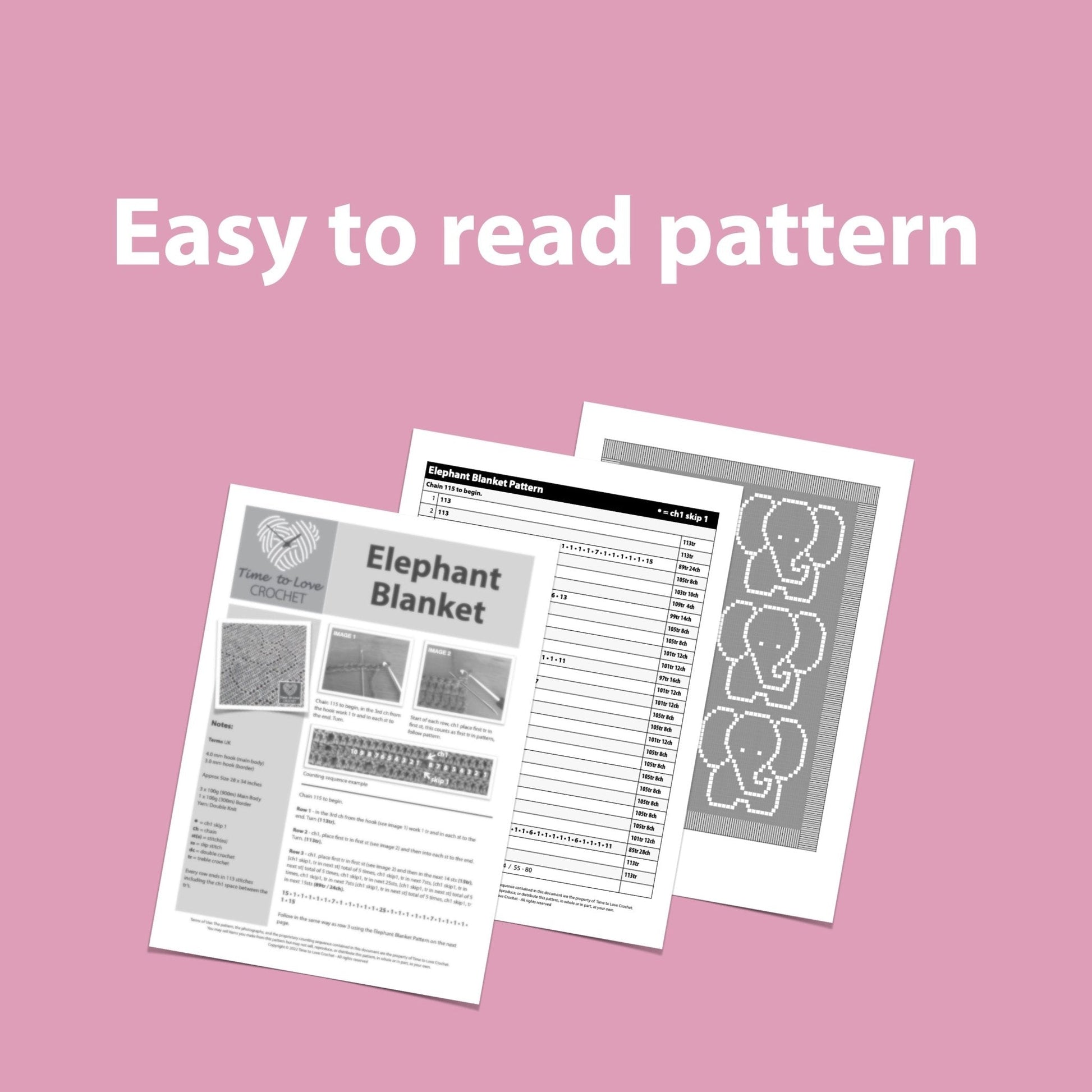 Elephant Blanket Crochet Pattern - Time to Love Crochet
